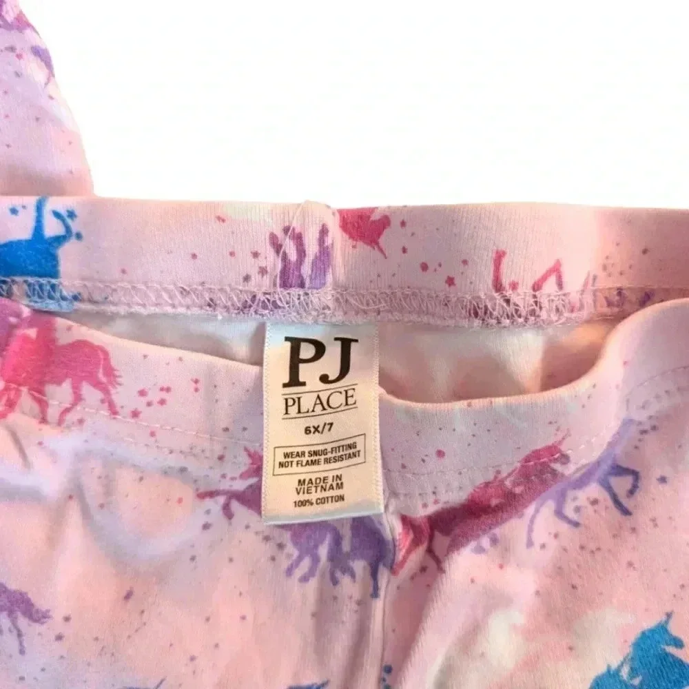 The Children's Place Colorful Unicorn Girls'  Pajama Set Cotton SZ 6-7